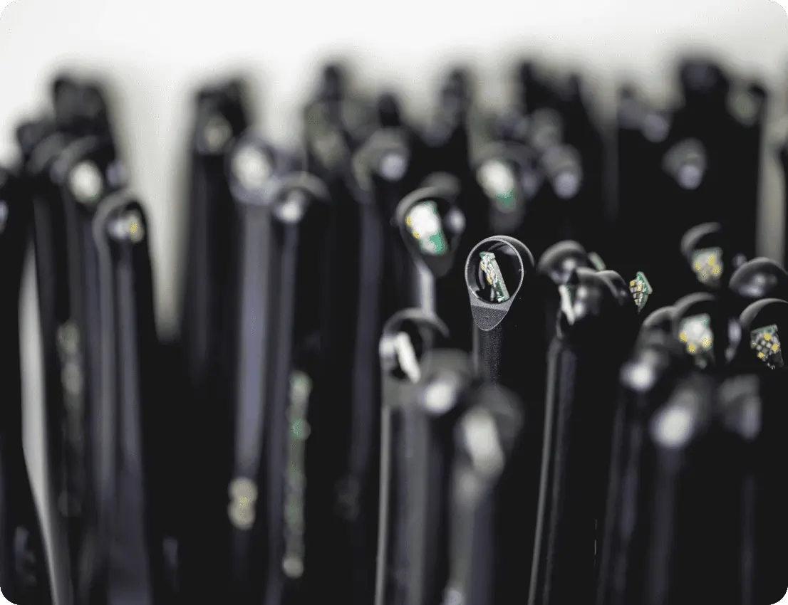 Medical device housing components — anodized aluminum closeup